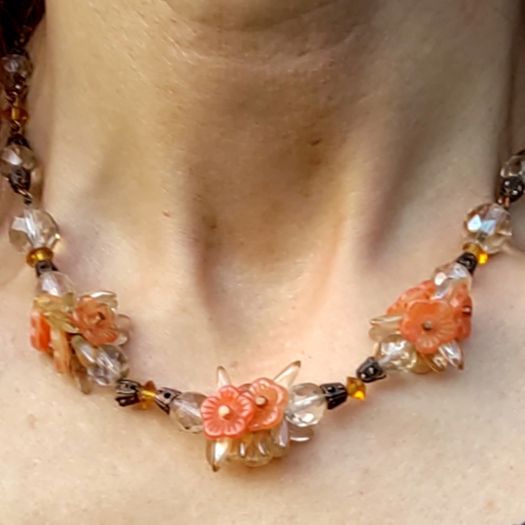 VTG Glass & Crystal Aurora Borealis Necklace - Picture 8 of 8